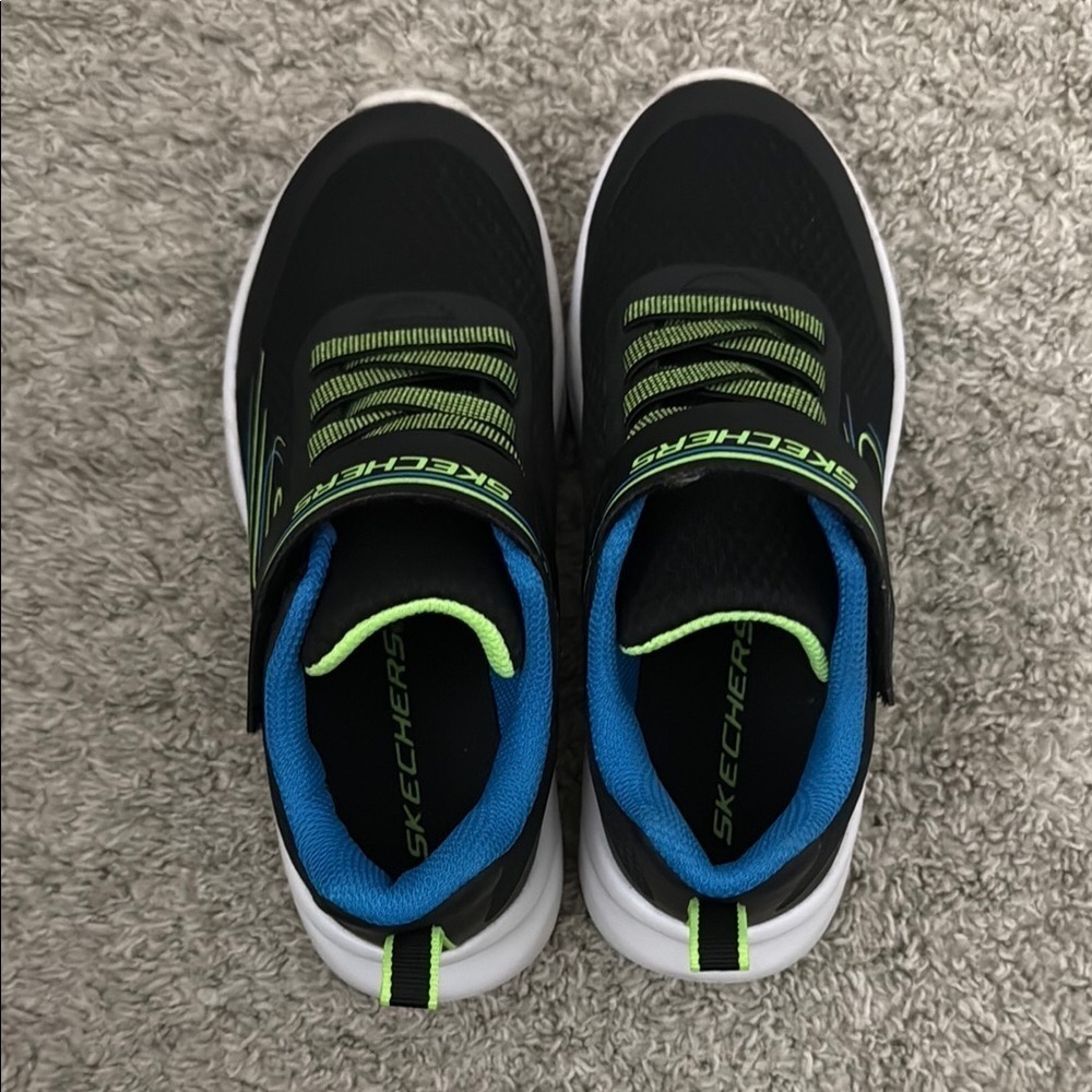 Skechers Kids Black Sneakers with Blue and Green Accents​